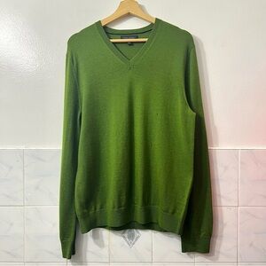 Banana Republic Green 100% Merino Wool Sweater Sz M Preppy Old Money Academia
